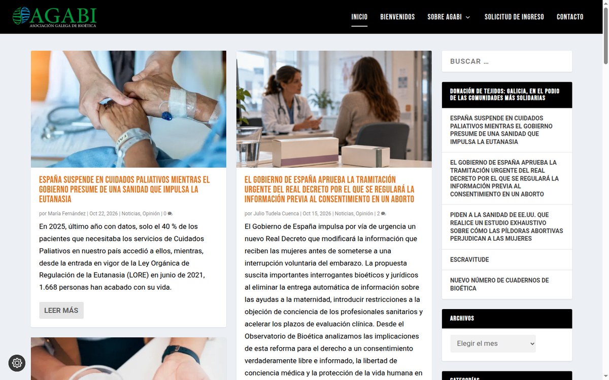 Portada de la Asociación Galega de Bioética