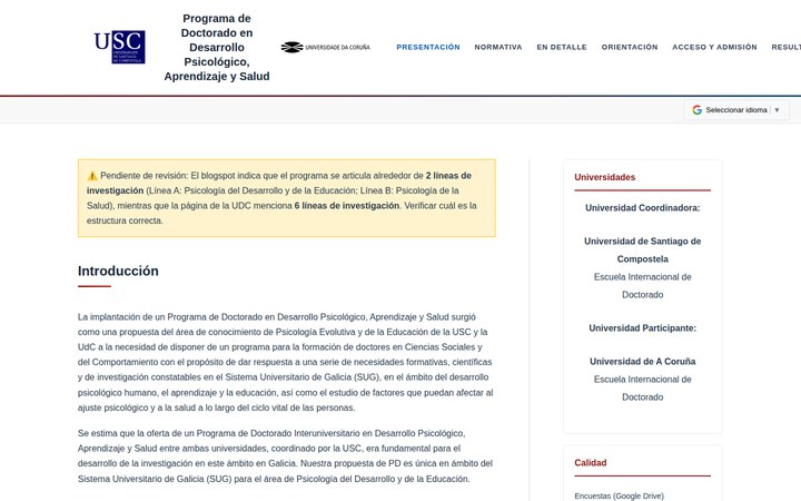 Portada de Doctorado USC–UdC