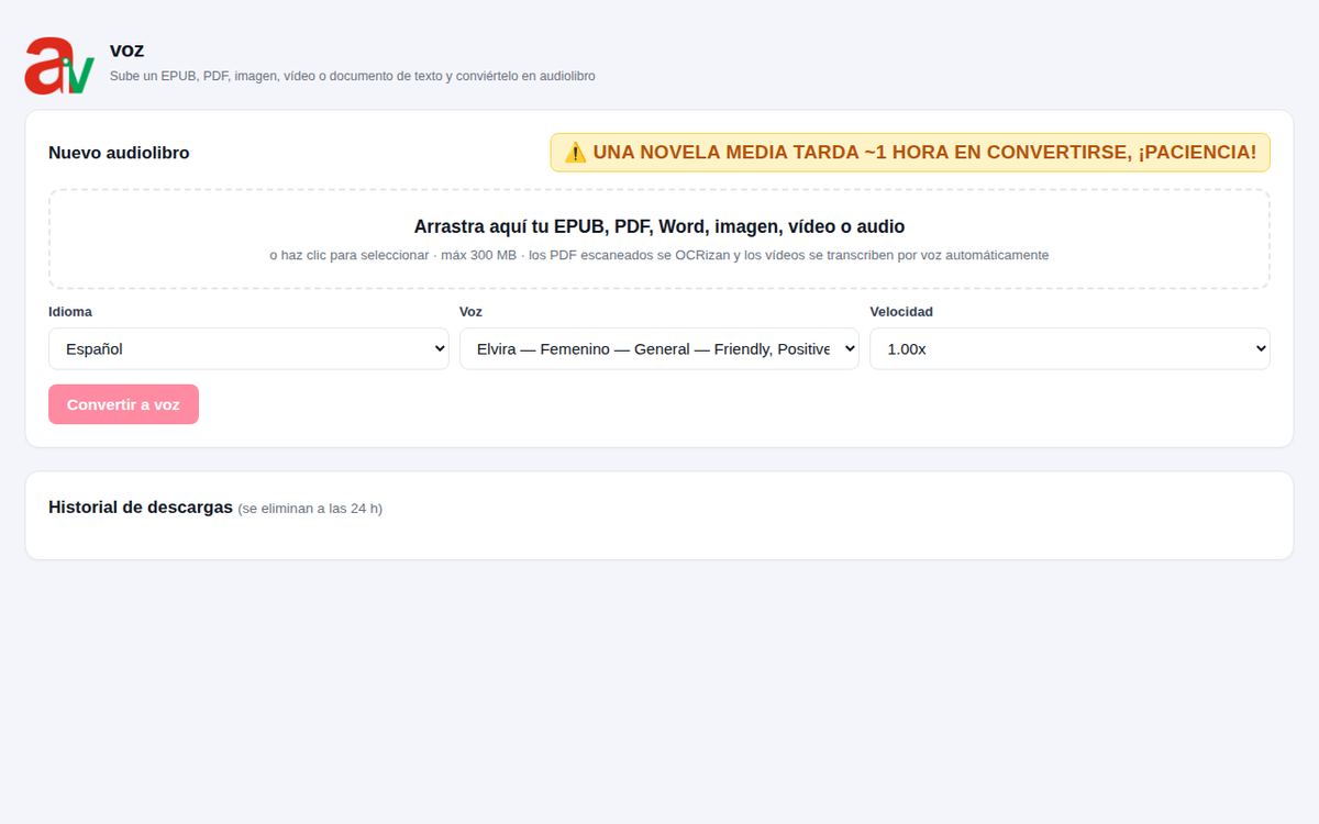 Interfaz de voz a audiolibro